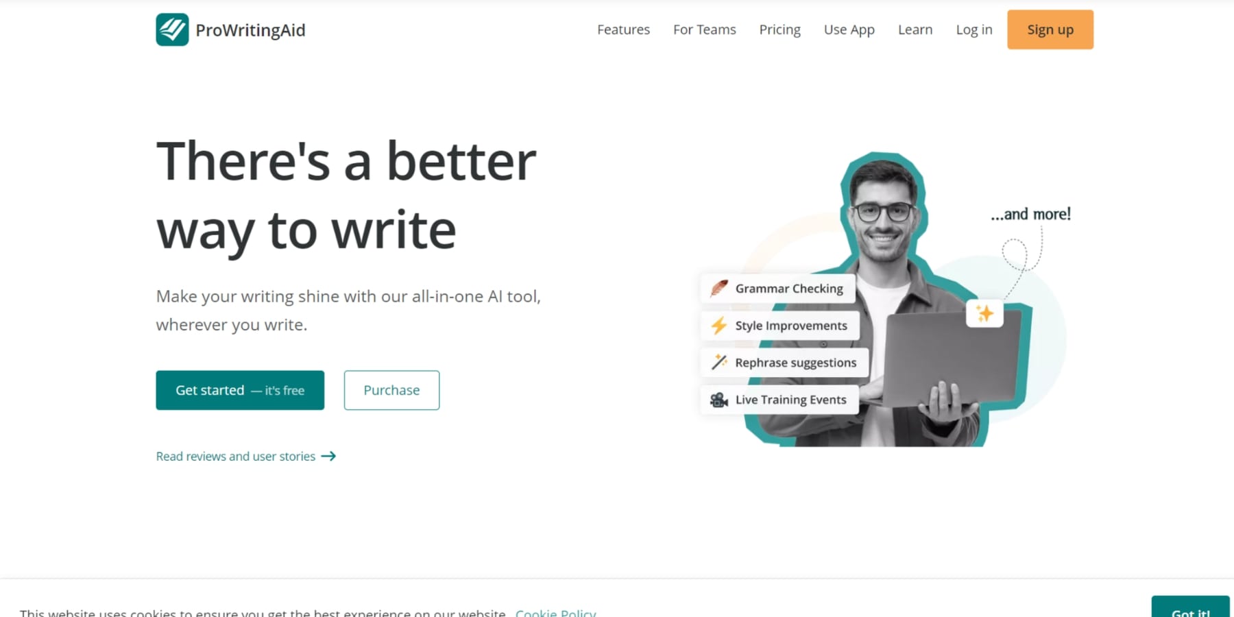 Zrzut ekranu strony głównej ProWritingAid