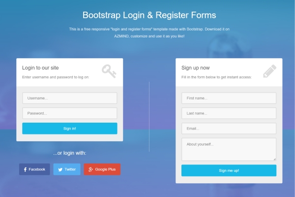 Ponad 21 najlepszych darmowych szablonów Bootstrap dla stron logowania 18 Bootstrap Login Register Templates