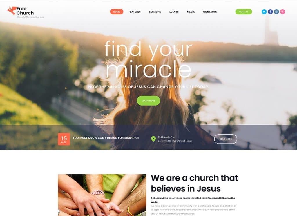 Gereja Gratis - Tema WordPress Agama & Amal Kristen