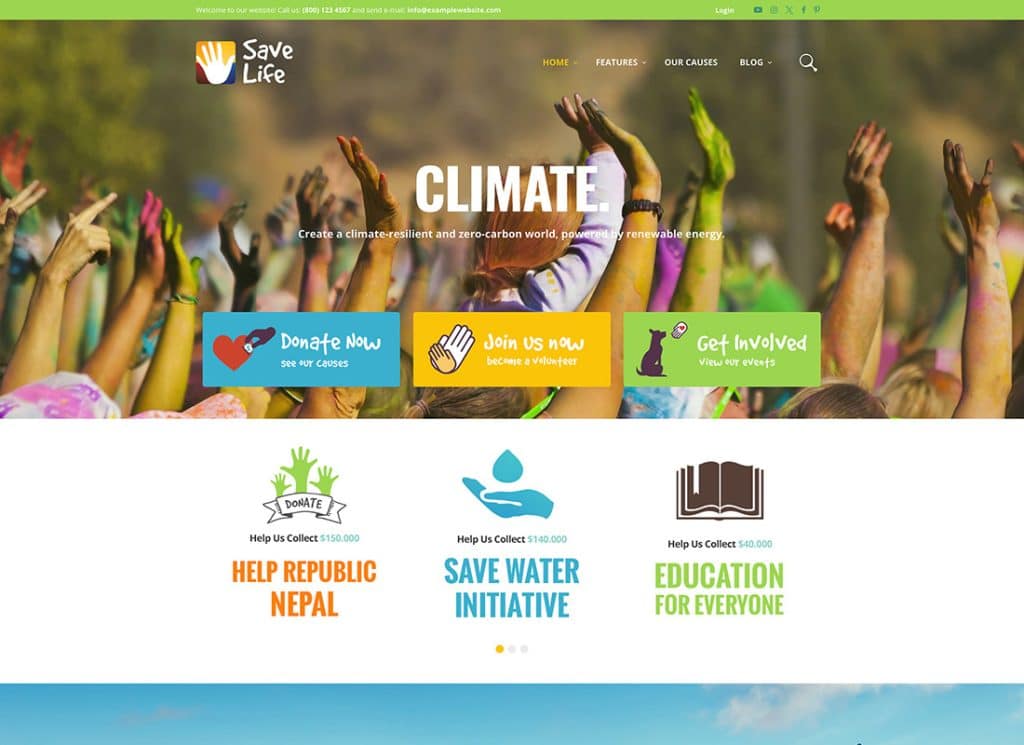 Save Life - Tema WordPress Nirlaba, Amal & Donasi