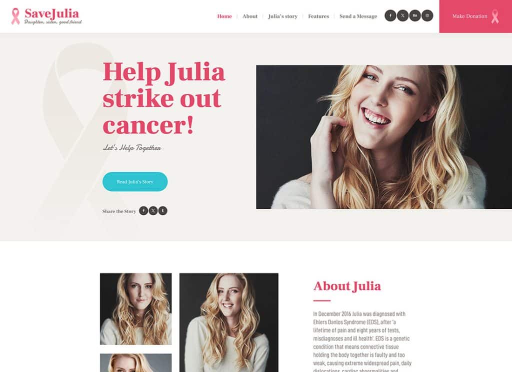 Save Julia - Tema WordPress Amal Donasi & Penggalangan Dana
