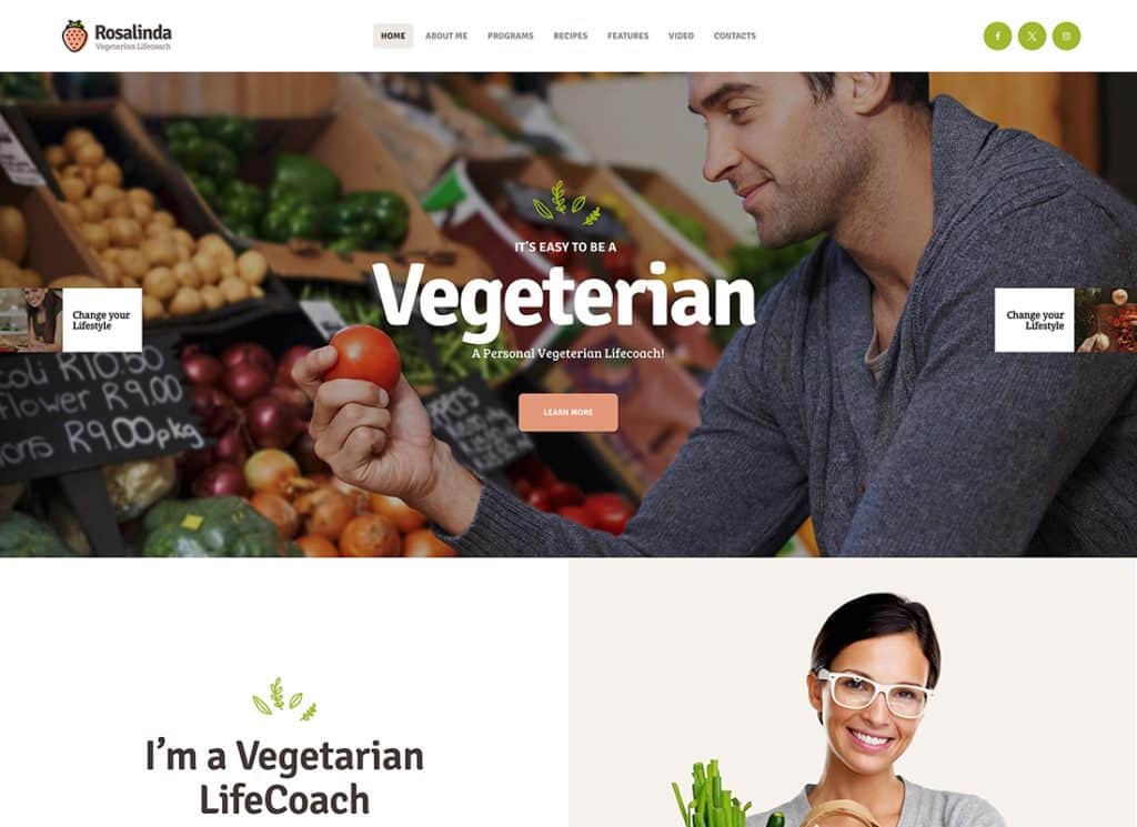 Rosalinda - Tema de WordPress para blog de salud y estilo de vida vegetariano