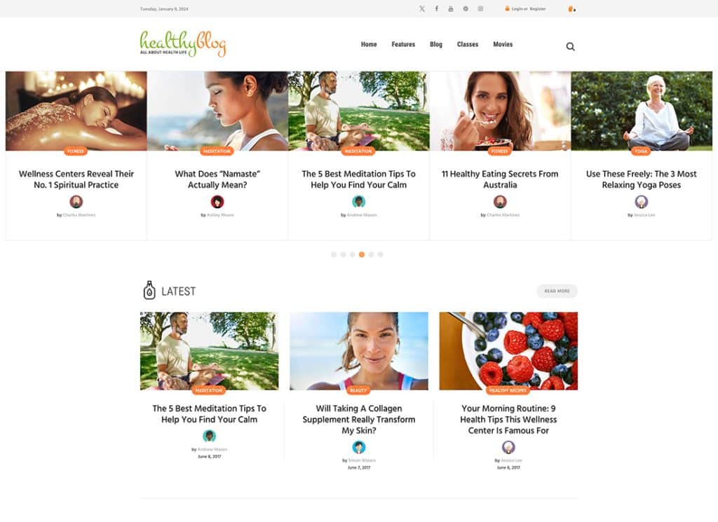 Vida Saludable - Blog con Tema WordPress para Tienda Online