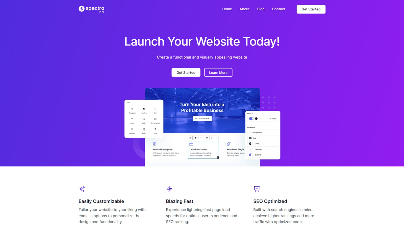 Spectra One 的插圖，WordPress 的創意塊主題。