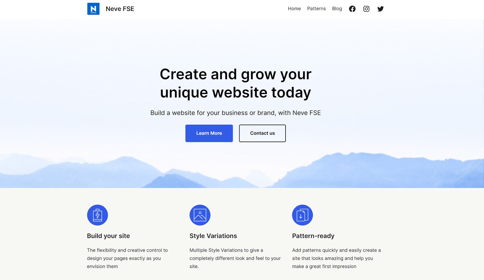 Neve FSE 的照片，免費且快速的 WordPress 區塊主題之一。