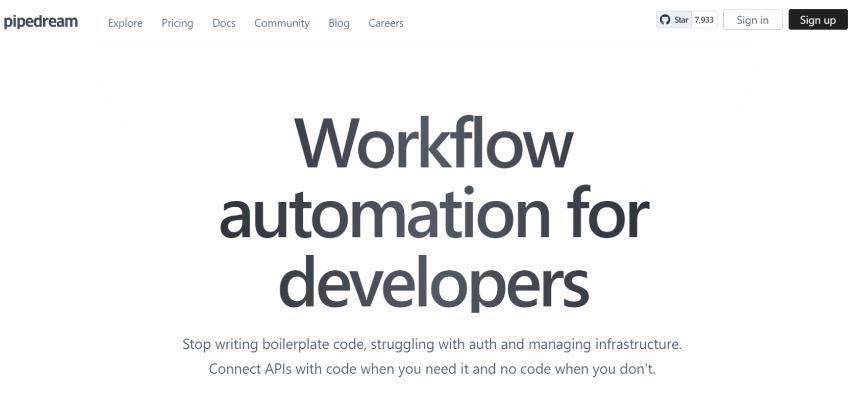 Más de 6 mejores alternativas gratuitas a Zapier para probar en 2024 4 Connect APIs Remarkably Fast Pipedream 1