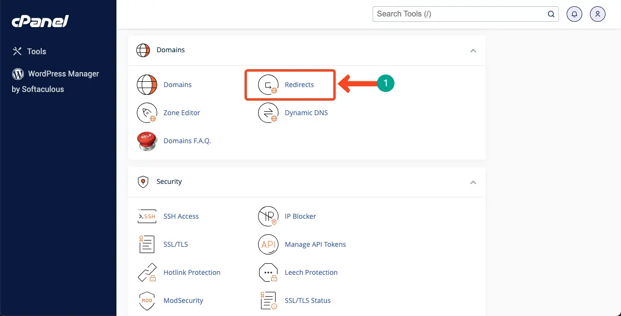 Cum să redirecționați un domeniu vechi către un domeniu nou după clonare și migrare 6 Go to the Redirect option in your cPanel