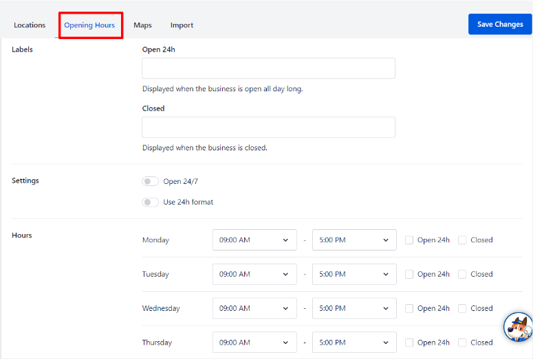 aioseo-设置-开放时间 - IsItWP - 免费 WordPress 主题检测器 aioseo set opening hours