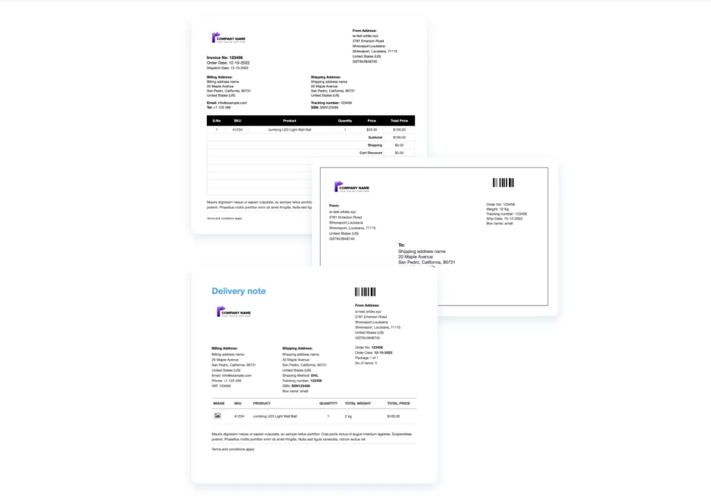 Etiquetas de remessa WooCommerce, etiquetas de expedição e notas de entrega