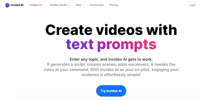 8+ Alat Pembuat Video AI Gratis Terbaik di tahun 2024 5 Turn ideas into videos AI video creator invideo AI