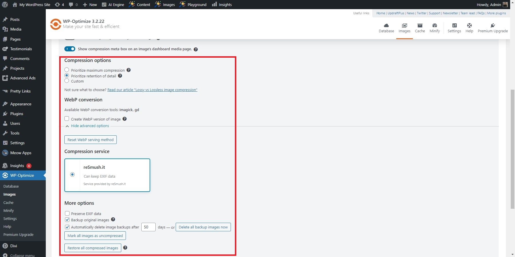 wp görüntü ayarlarını optimize et