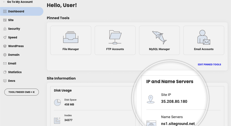 SiteGround의 IP 정보