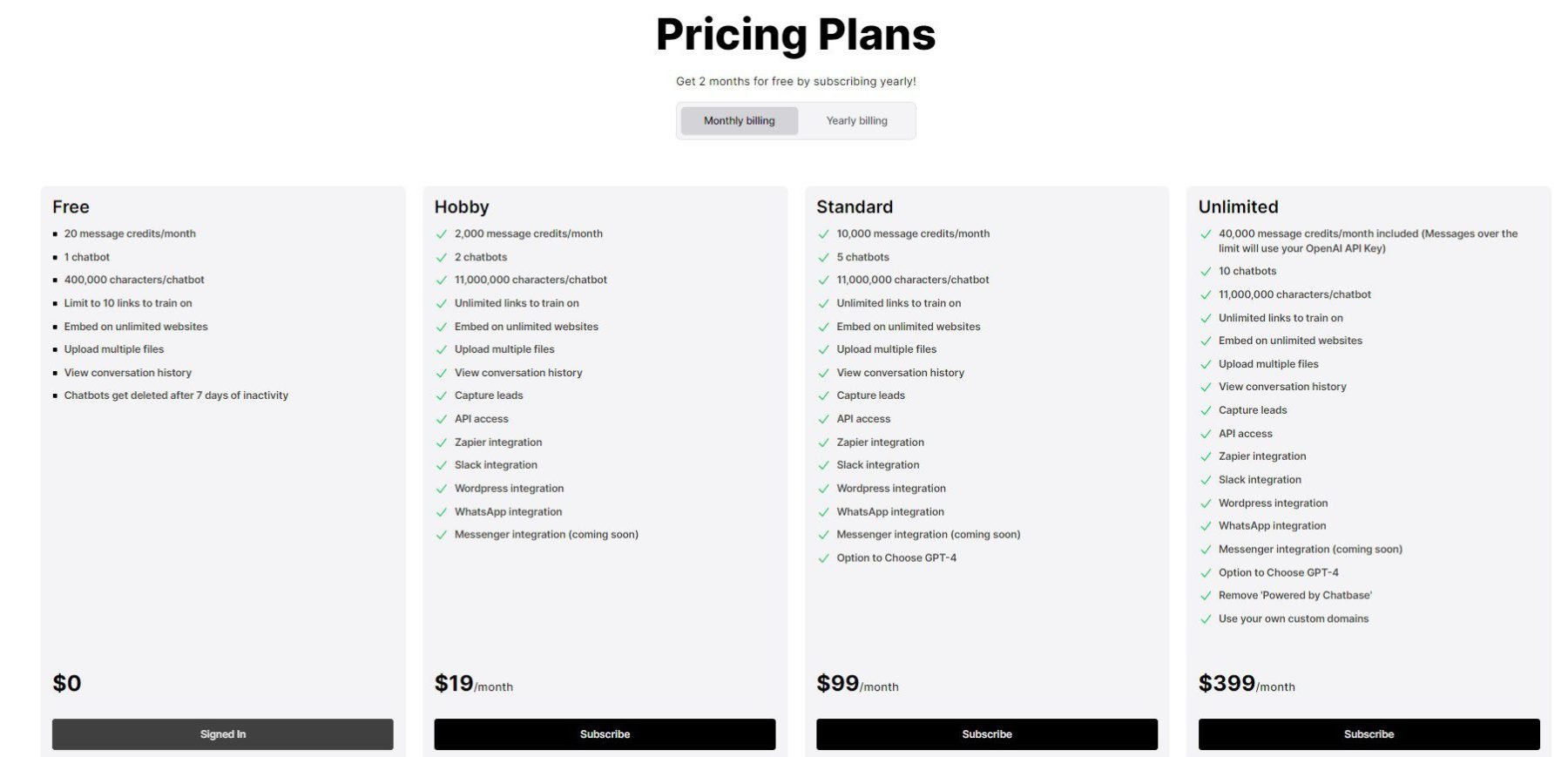 Plano de preços