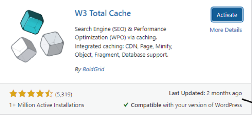 Compression GZIP à l'aide du cache total W3