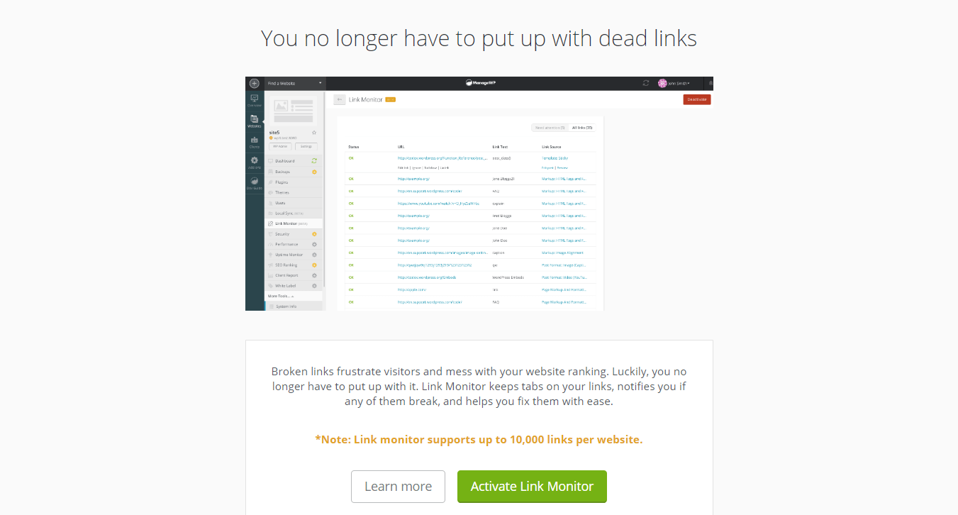 O recurso Link Monitor.