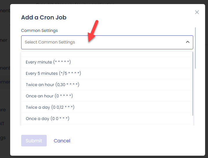 frecuencia del trabajo cron