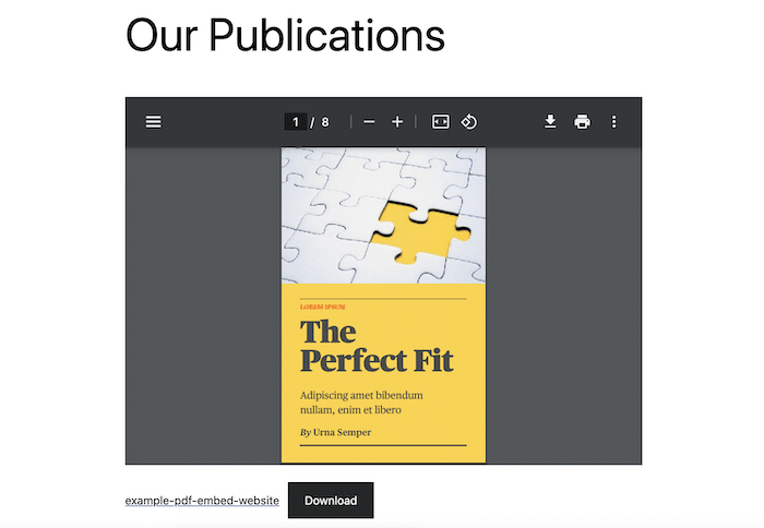 Exemplu de PDF încorporat în site-ul WordPres folosind editorul de blocuri