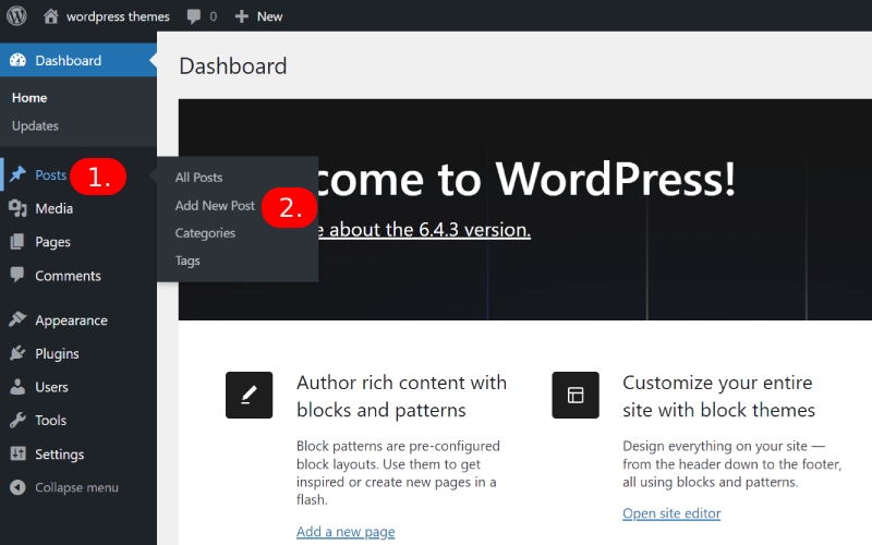 Как добавить индикатор выполнения на сайт WordPress в 2024 году 3 Dashboard ‹ wordpress themes — WordPress
