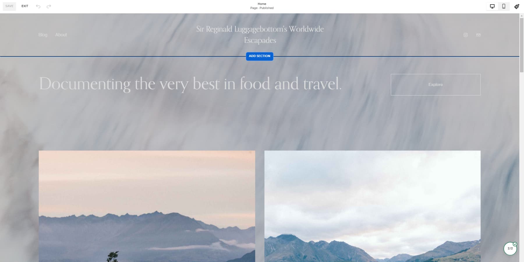 Squarespace 新增部分按鈕的螢幕截圖
