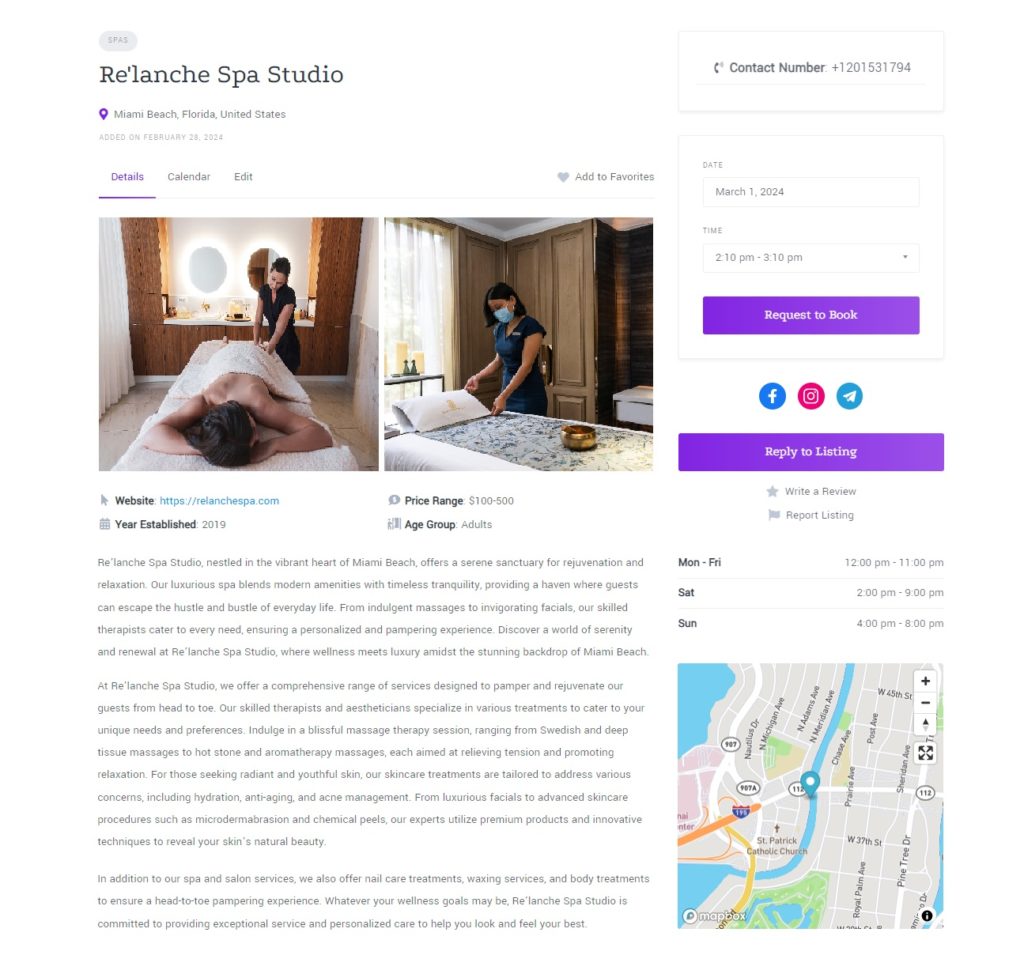 Eine WordPress-Salonverzeichnis-Website.
