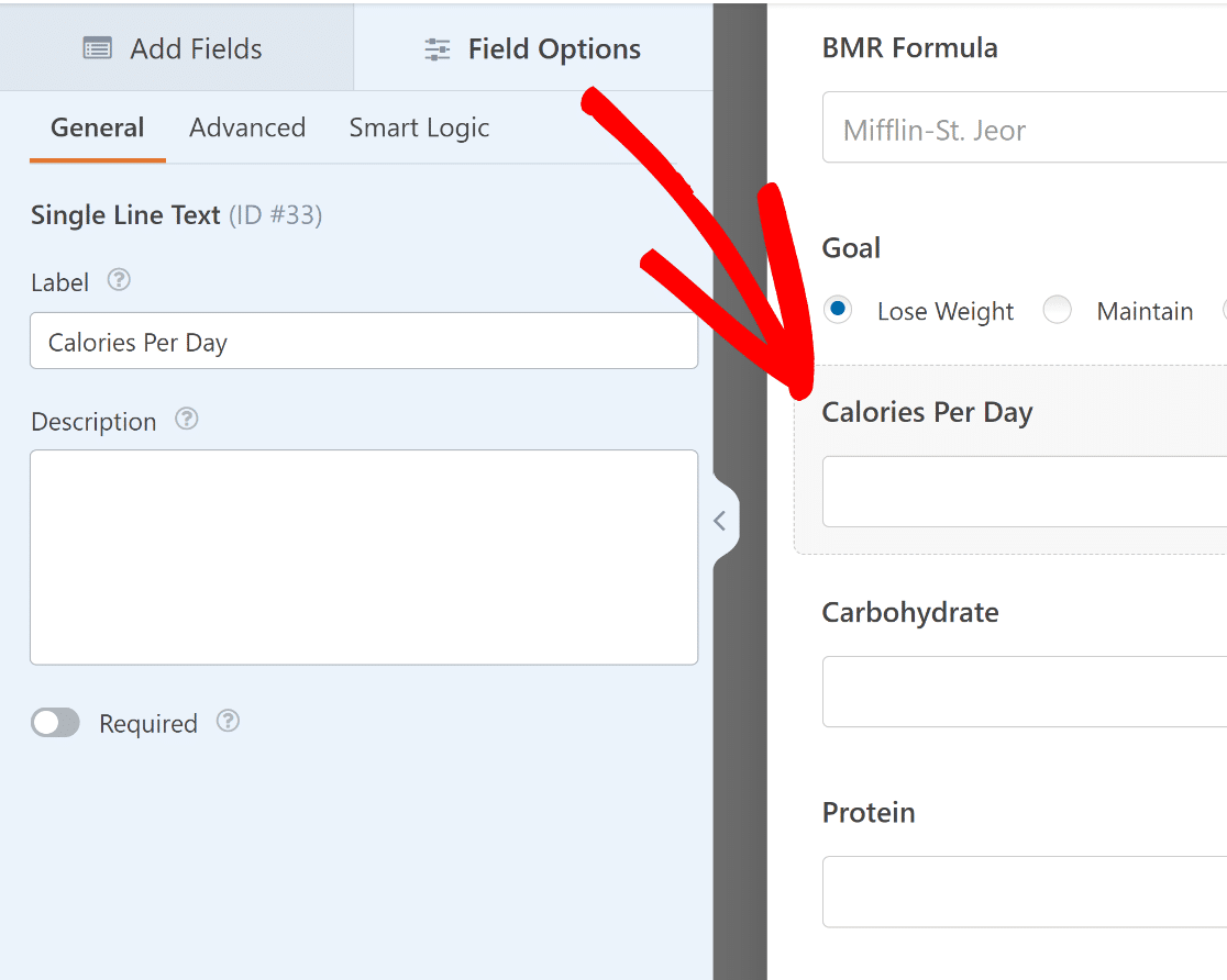 select field to change calculations