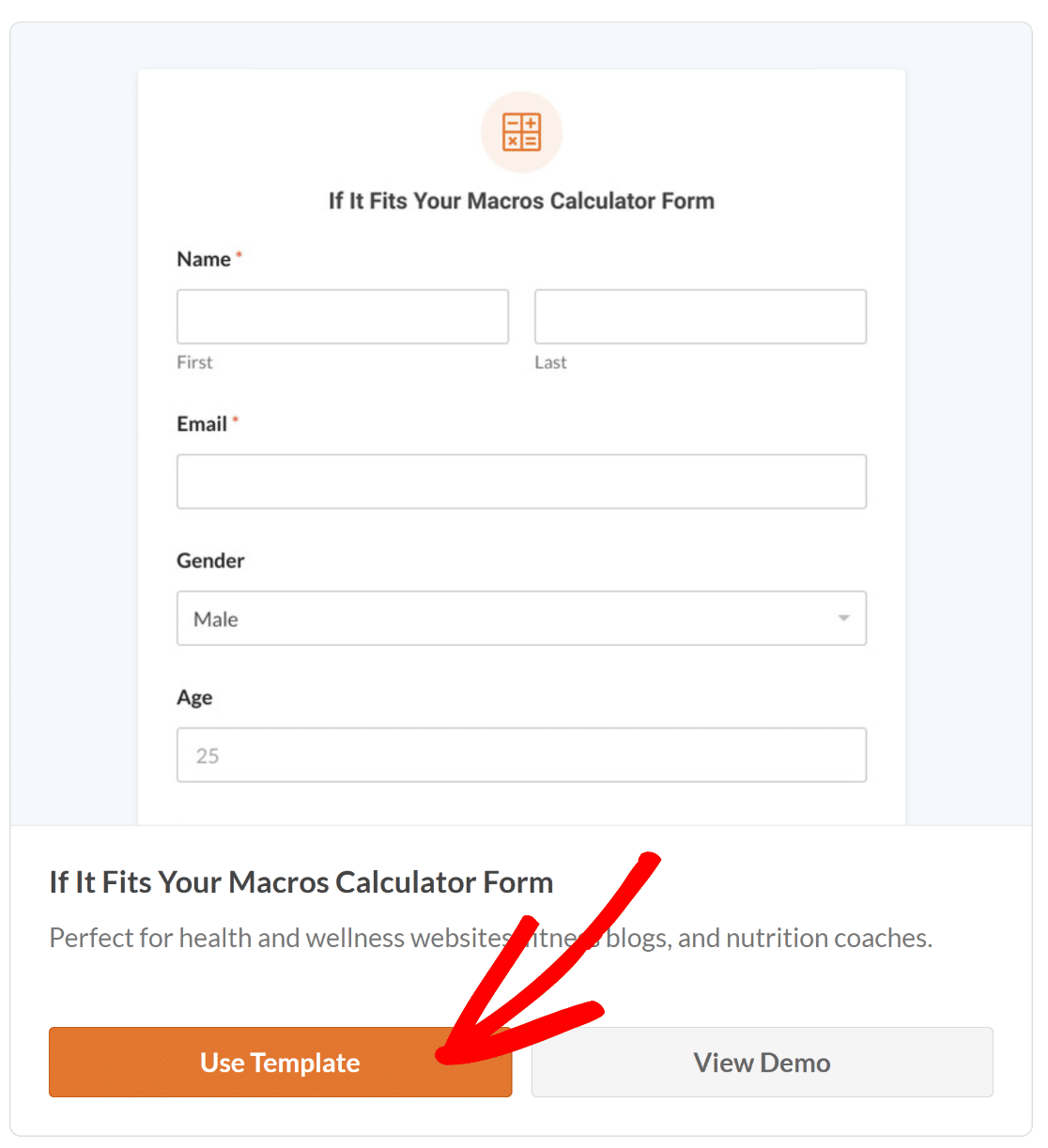 use macros calculator form template