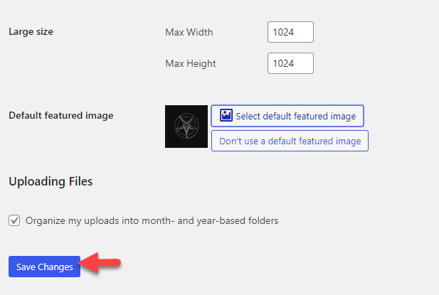 enregistrer les modifications - corriger l'erreur de chargement de l'image vedette de WordPress