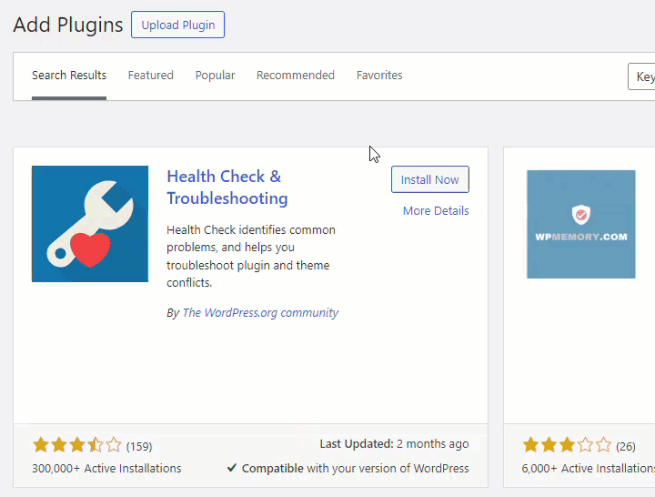 site sağlık kontrolü eklentisini yükleyin - WordPress özellikli görselin yüklenmemesi hatasını düzeltin
