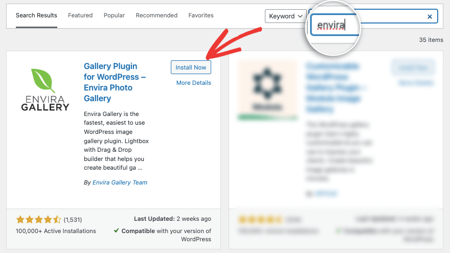 Zainstaluj Envirę w repozytorium wtyczek WordPress