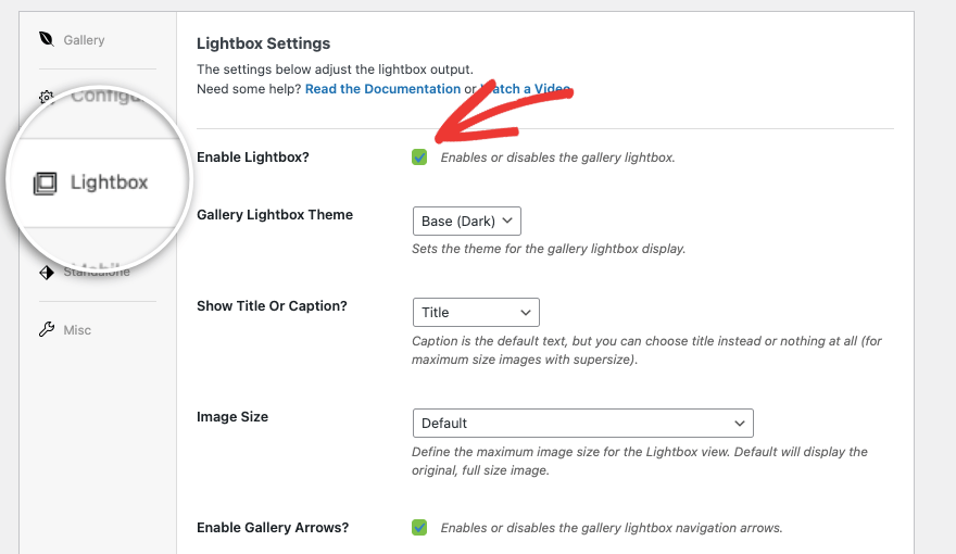 Ustawienia Lightboxa w Envirze