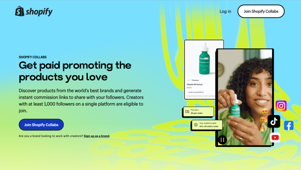 Shopify Collab – ferramenta gratuita de marketing para influenciadores