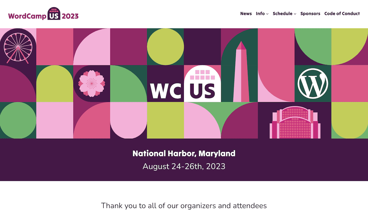 WordCamp US 2023 웹사이트.