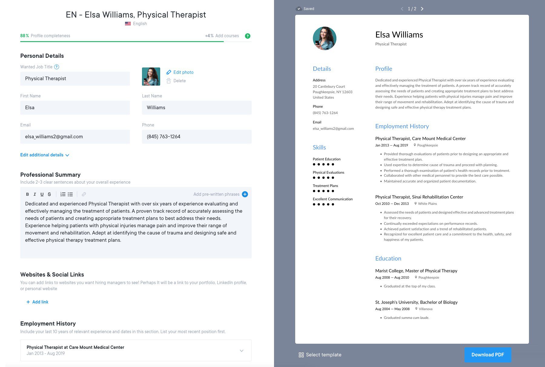 Resume.io 具有 AI 功能的可视化简历生成器