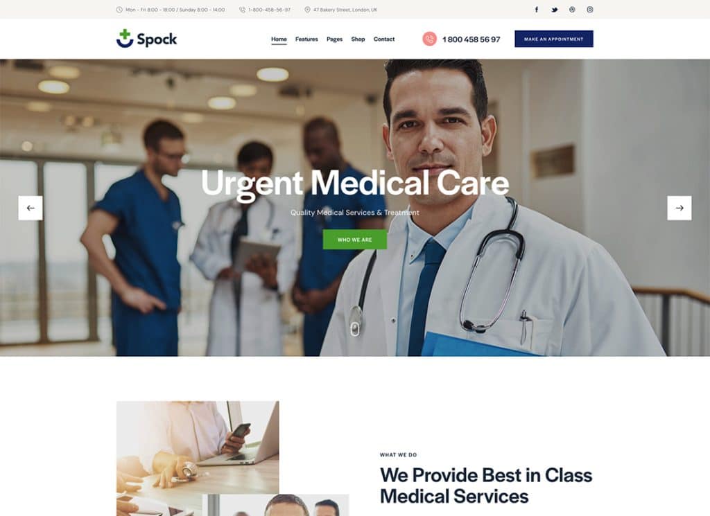 Spock - Medical Elementor Multi-skin WordPress Theme