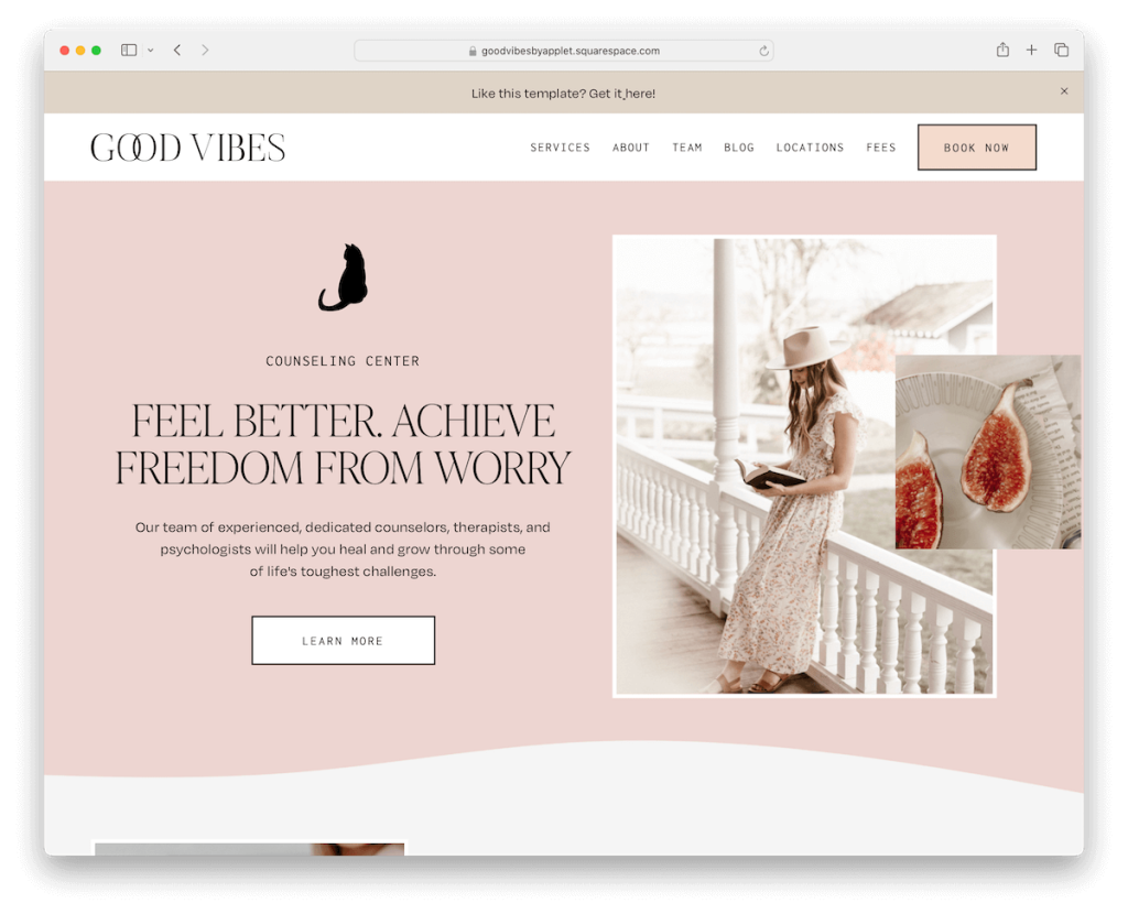 modello di consulente di Squarespace Good Vibes