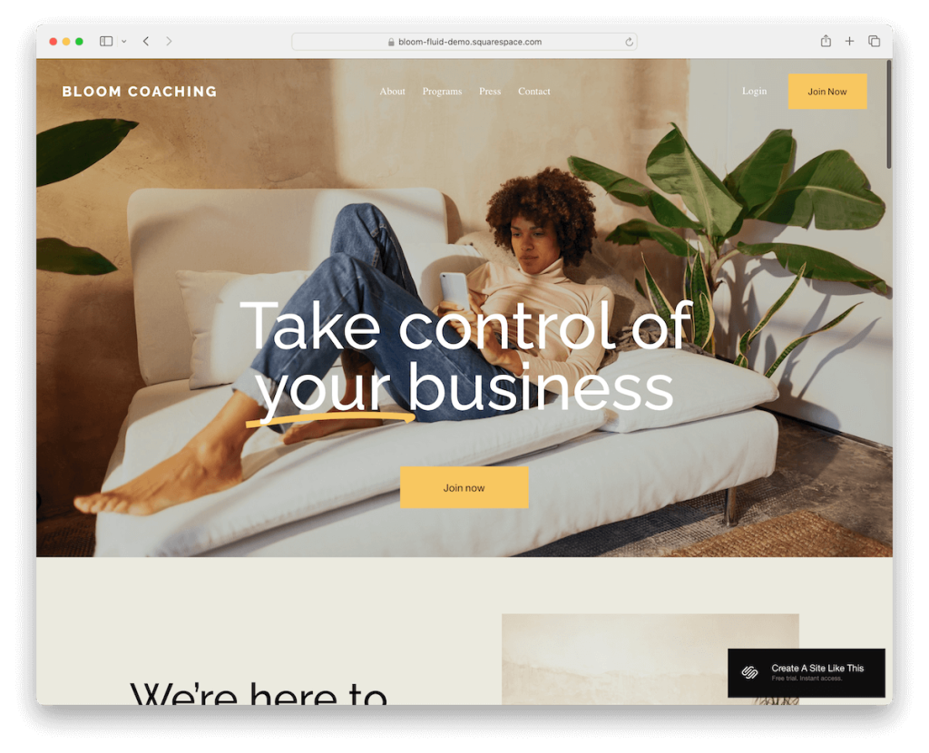 modello di consulente Bloom Squarespace