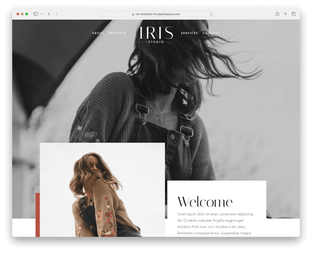 szablon konsultanta iris Squarespace