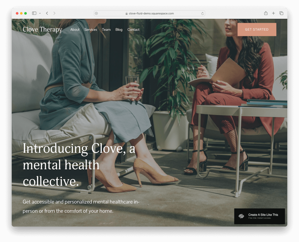 szablon konsultanta clove Squarespace