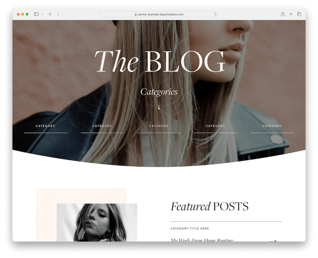 șablon de blog penny squarespace