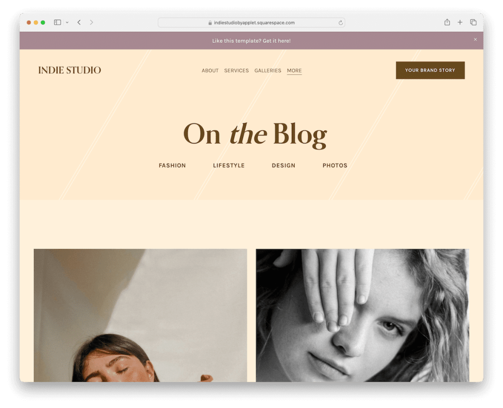 modèle de blog Squarespace pour studio indépendant