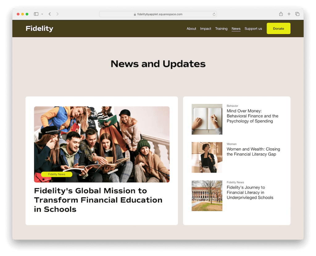 Fidelity Squarespace-Blog-Vorlage