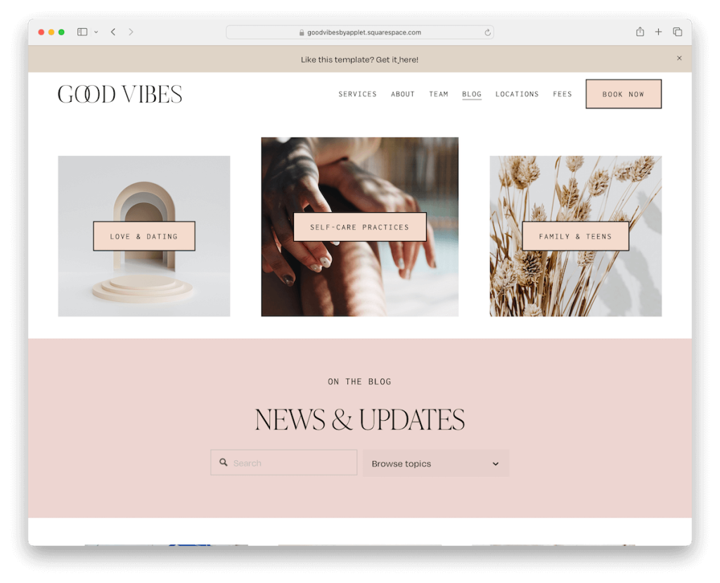 templat blog squarespace getaran yang bagus