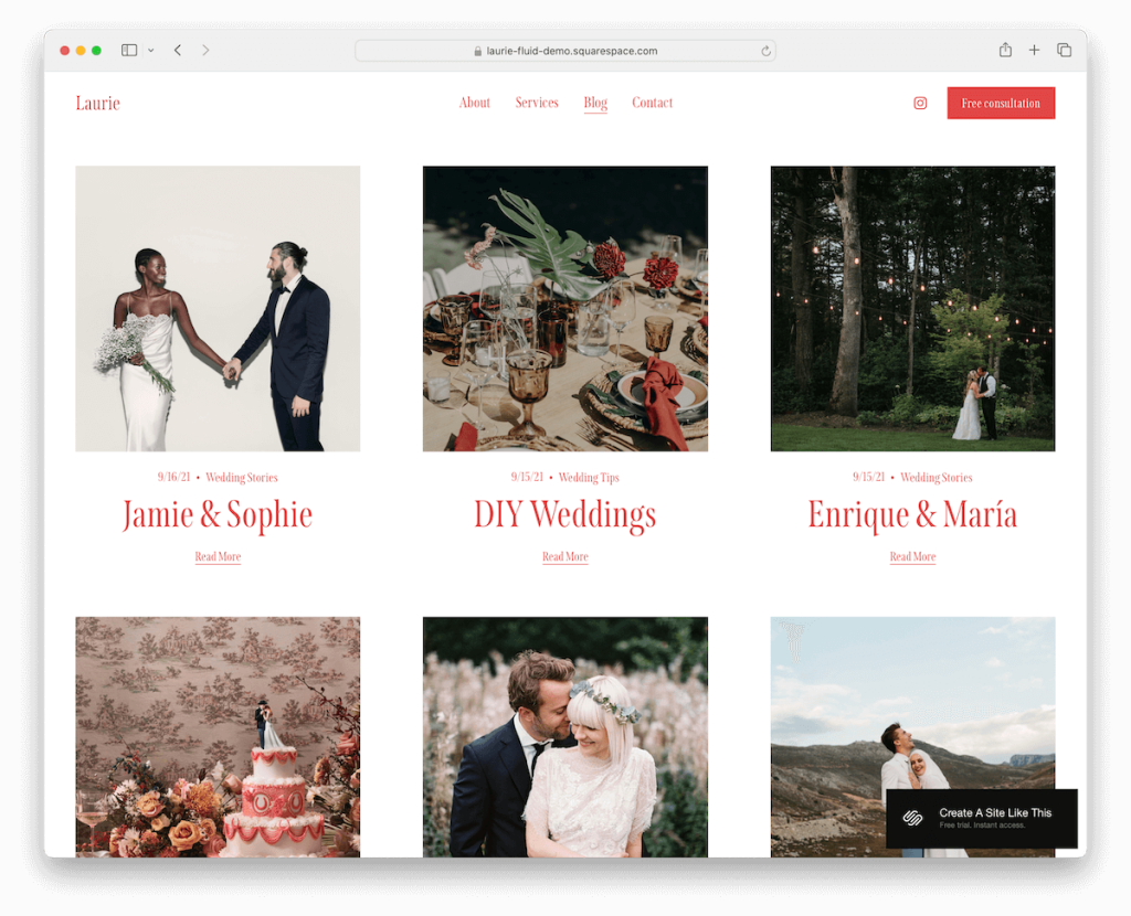 Modello di blog di Laurie Squarespace