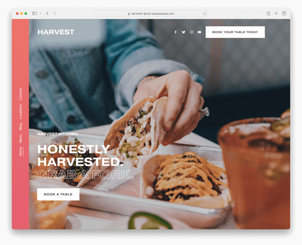 modèle de restaurant de récolte squarespace