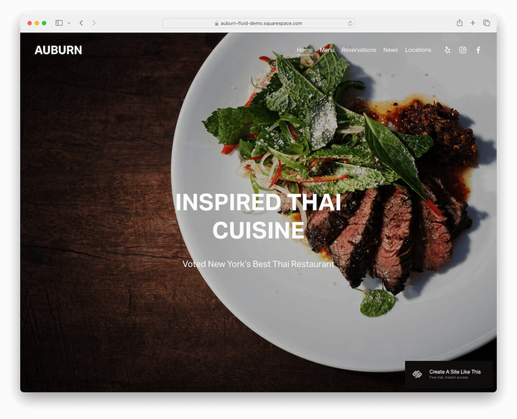 modèle de restaurant squarespace auburn