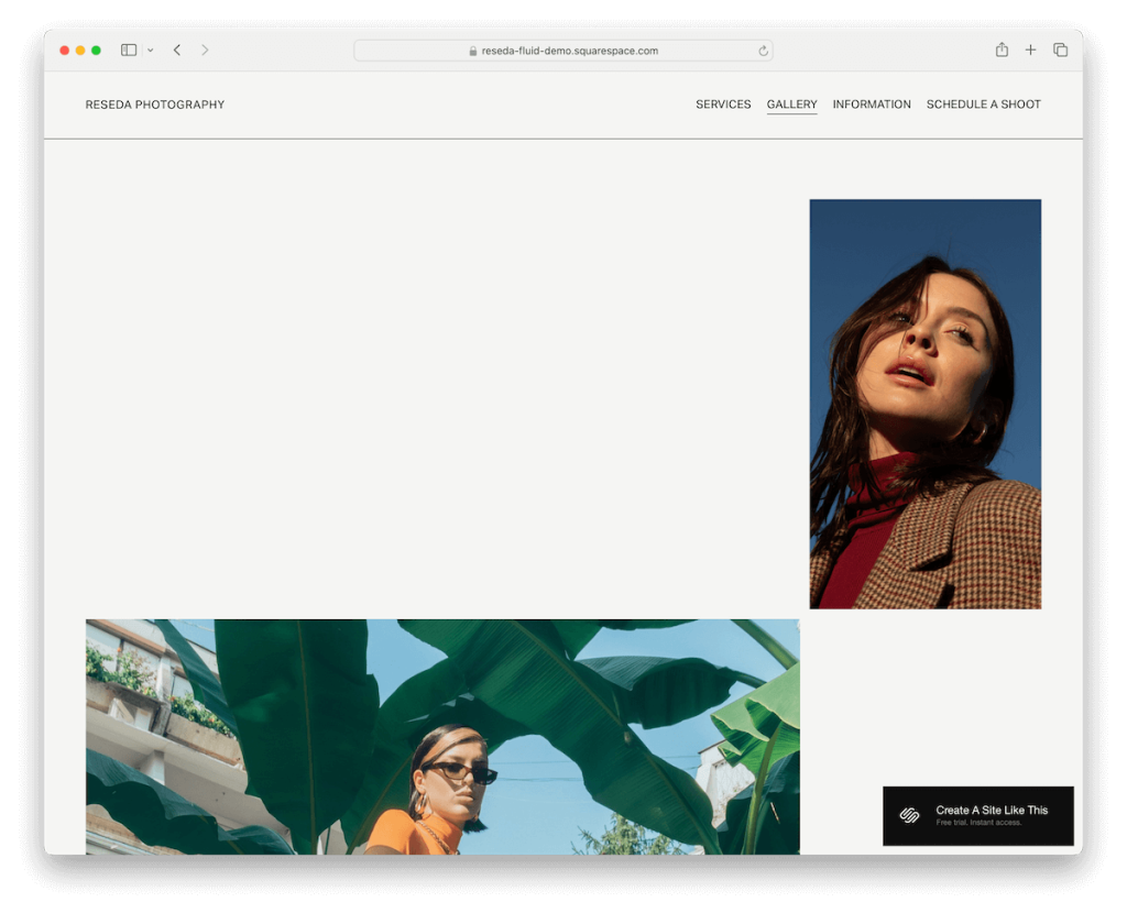 modèle de portfolio Reseda Squarespace