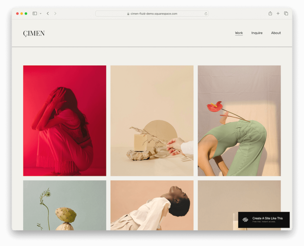 modèle de portfolio Cimen Squarespace