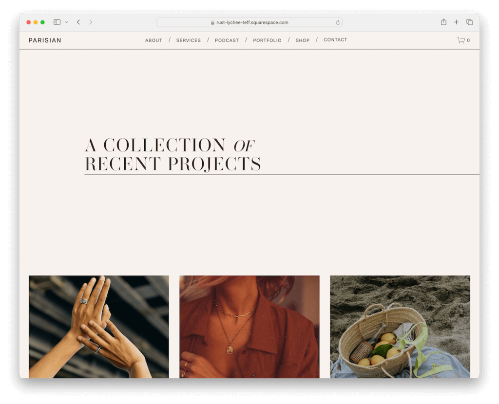 modèle de portfolio squarespace parisien