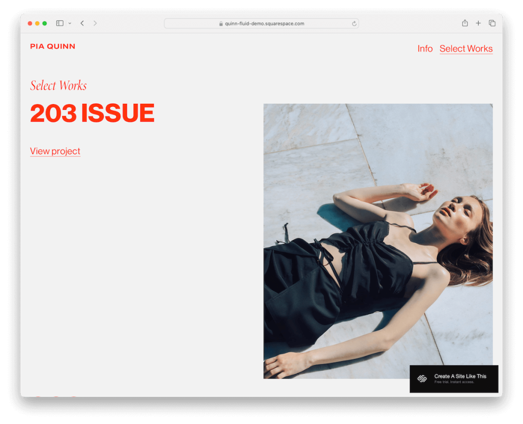 quinn squarespace portföy şablonu