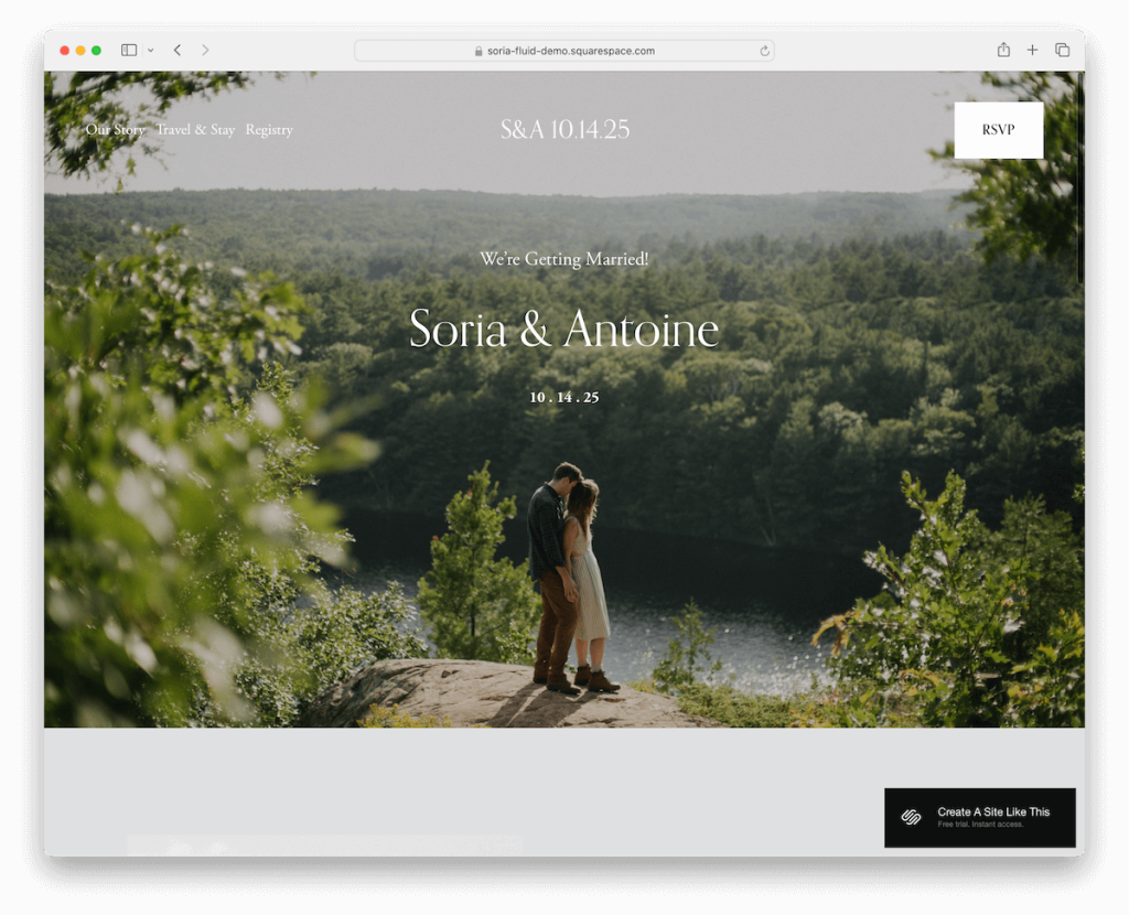 modèle de mariage Soria Squarespace